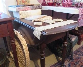 Low Drop Leaf Walnut Table, End Table Size