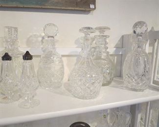 Collection of Old Waterford Decanters, Salt and Pepper Shakers,