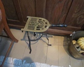 Nice Brass, Metal and Wood Fireplace Trivet