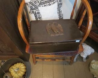 Nice Early Wall Papered inside with Eagle on Lid