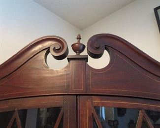 Upper Portion of Regency Corner Cabinet showing inlay