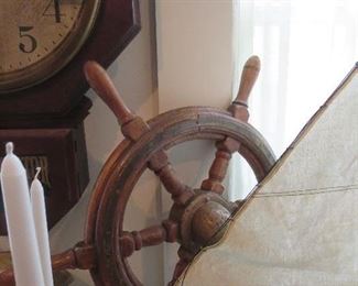 Antique Ships Wheel with Brass Cap