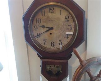 Regulator Wall Clock Antique Runs