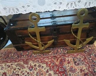 Pair of Brass Navy Anchors, Newer