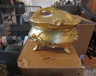 Nice Large Victorian Floral Jewelry Casket Box