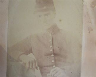Early Photo of Union Soldier, partial Identified, light writing on back of photo