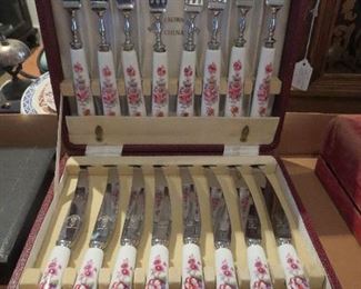 Set of Royal Crown Derby Flatware in Case Service for 8