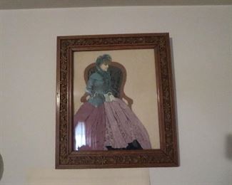 2 of 2 Scrape Art Ladies with Material Clothes