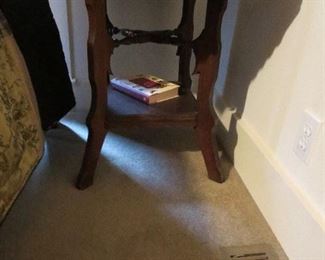 Victorian Walnut Pink Marble Top Table