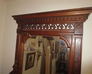 Closeup of Pink Marble Top Non Matching Dresser