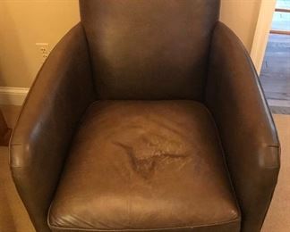 One of a pair of Crate and Barrel recliners