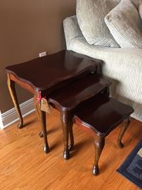 3 vintage stacking tables