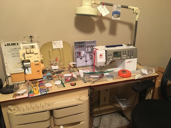 Sewing machine cabinet included with sew sewing machine