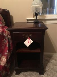Super nice solid wood nightstand and lamp
