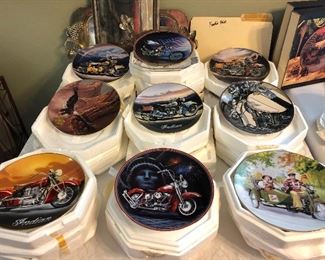 Many motorcycle-themed plates