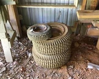 Tires and rims from lawn tractor