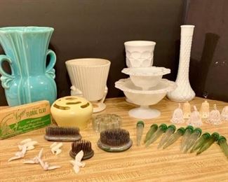 Haeger Pottery and milk glass