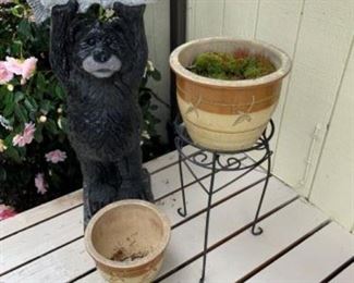 Outdoor Bear Statue and planters