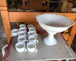 Vintage milk glass punch bowl