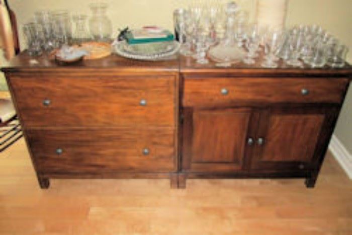 buffet and glassware