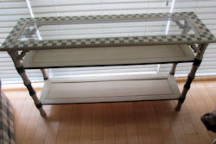 glass top low table