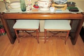 table two stools under