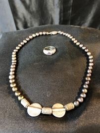 Silver Ring Pearl Necklace