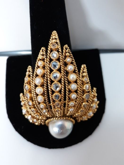 Vintage Diamond Pearl Brooch