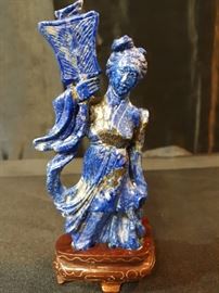 Blue Speckled Stone Lady Figurine
