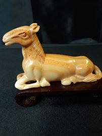 Stone Sitting Horse Figurine