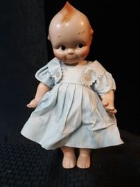 Vintage Kewpie Doll w Blue Dress