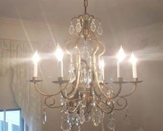 Brass and Crystal Chandelier