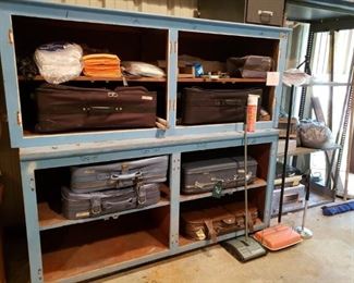 CABINETS, LUGGAGE  SWEEPERS  METAL SHELVES  LONG FILE BOX 