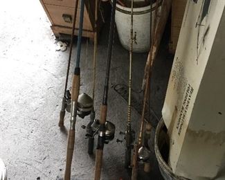 Large collection of fishing poles