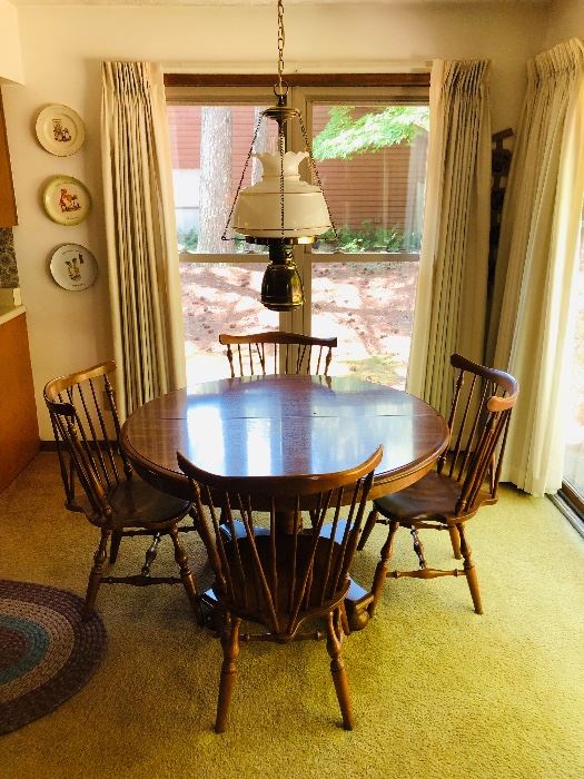 Ethan Allen Dining Room Table and 6 chairs (has two leaves) - in incredible condition - Also Ethan Allen light fixture.