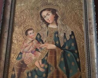 Madonna & child oil painting 33”H x 26”W