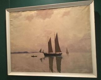 A sailboat oil painting unsigned C.1940’s 