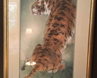 Henry Wo Yue-Kee (Hu Yuji) bengal tiger watercolour