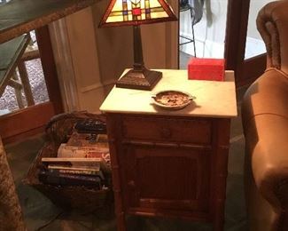 French side table with grey marble top 
