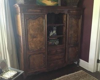 French burl wood and walnut cabinet