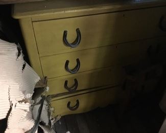 Horseshoe handle yellow chest drawer