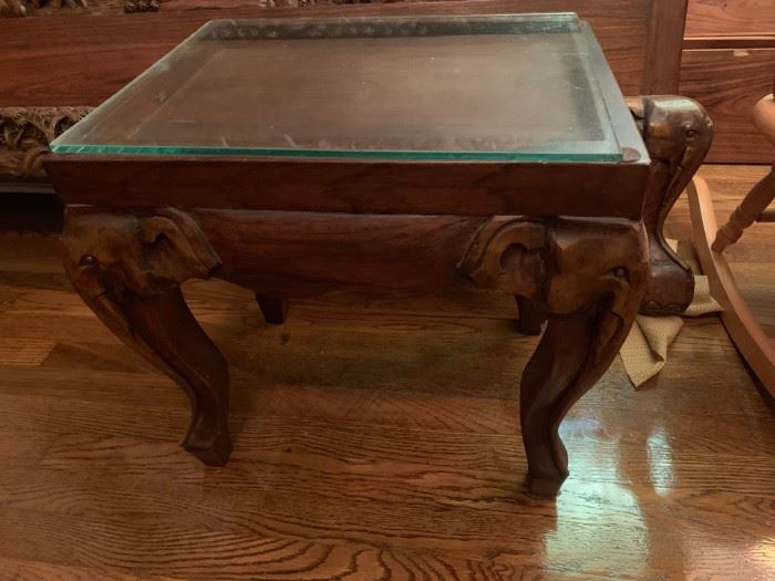 #16 Square Table w/display case top w/elephant legs   16x12x16  $ 100.00