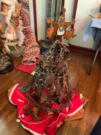 #32 Bob-wire Christmas Tree w/Texas metal ornaments  36" Tall  $ 100.00
