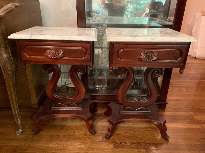 #69 Victorian Lyre Harp Side Table   $175 each  18x14x28  $ 325.