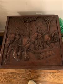 #76 Carved Table (Elephant Shallow Carved not as heavy)   20sqx18  $ 175.00