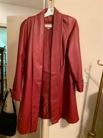 #87 Red Preston & York Large Short Leather Coat  $ 40.00