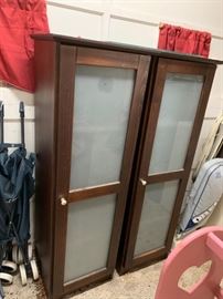 #102 (2) Frosted Glass w/3 shelves   18x16x55  As is   $30 each  $ 60.00