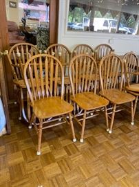 #122 13 Wood Chairs w/rubber tips - sold as a set  $ 400.00