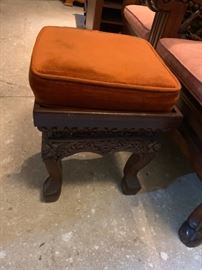 #145 (4) Flower Carved Foot Stools 14sqx18     $75  $ 300.00