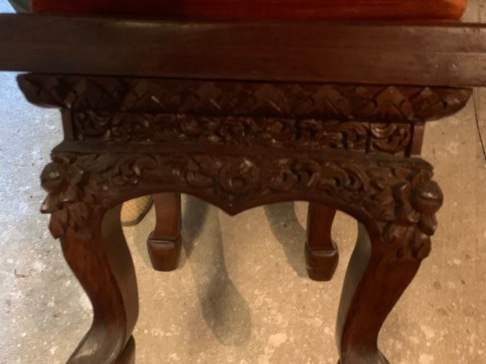 #145 (4) Flower Carved Foot Stools 14sqx18     $75  $ 300.00